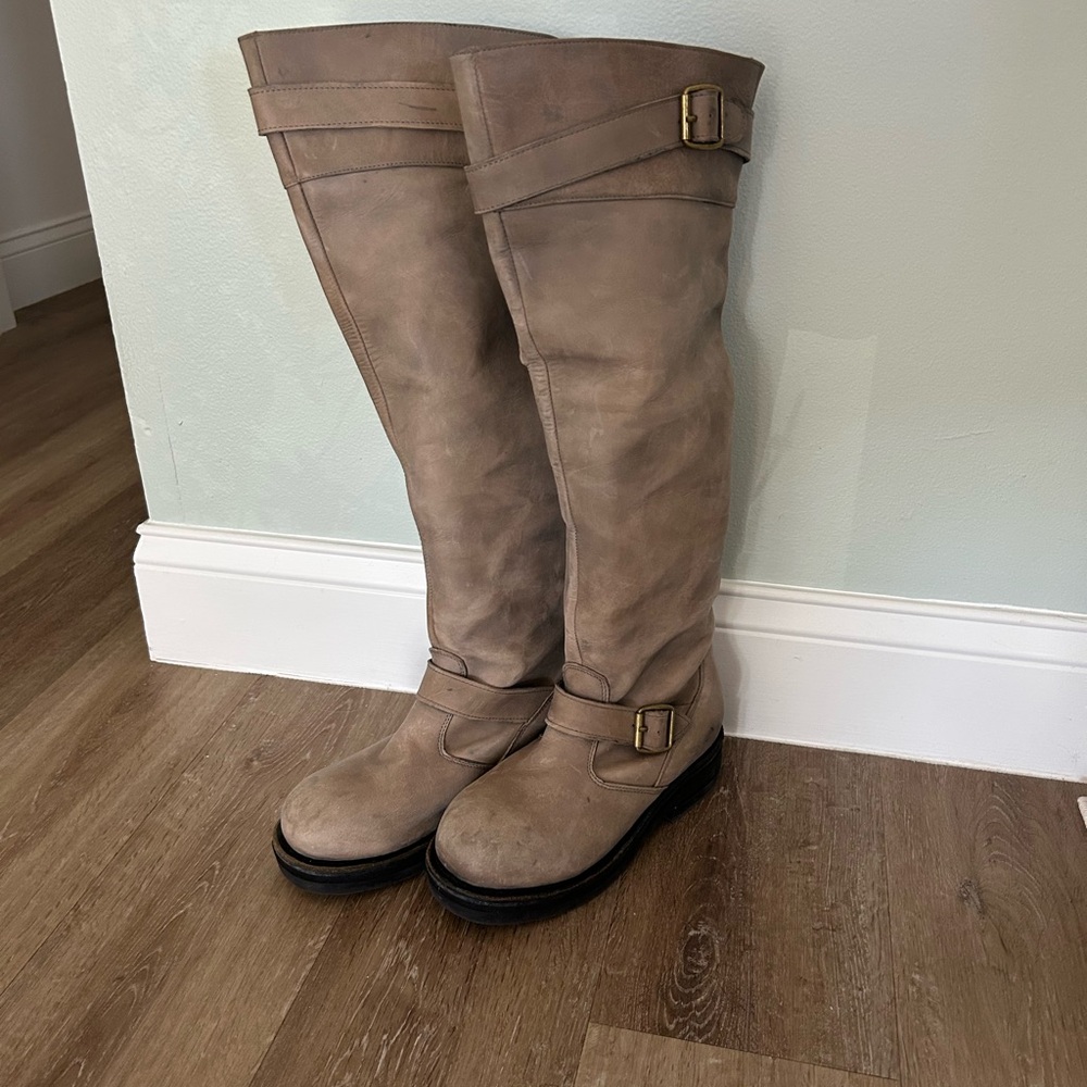 Jeffrey Campbell Clay colored Knee-High Boots with Buckle